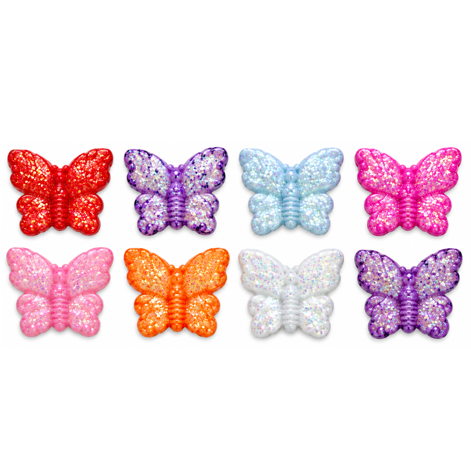 Glitter Butterfly Craft Buttons – Colorful Shank Back Buttons Eight colorful glitter butterfly craft buttons with shank backs