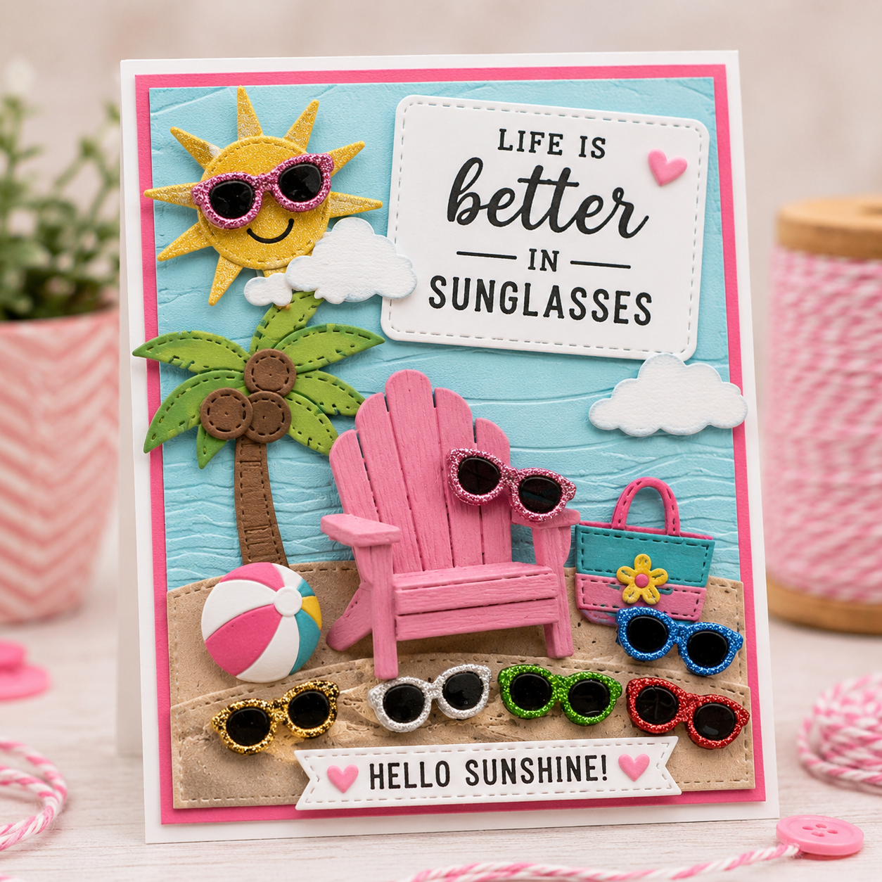 glitter-sunglasses-summer-beach-card-craft.jpg Glitter Sunglasses Craft Button Set - Image 2