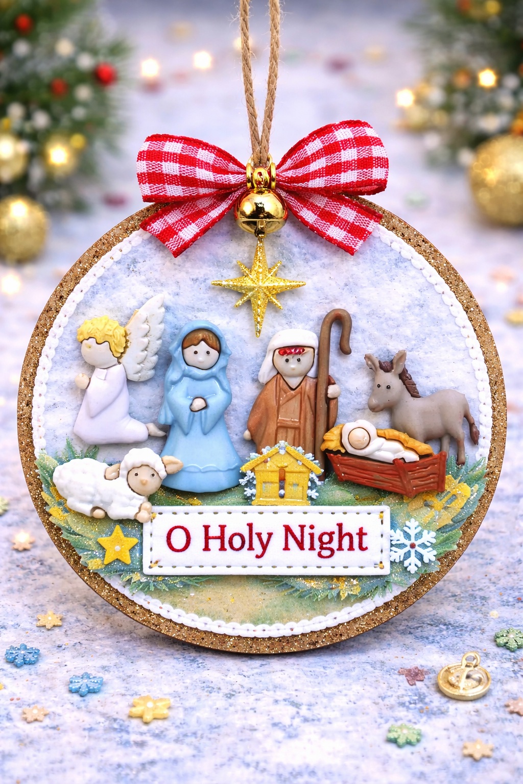 nativity themed craft buttons ornment ideas Handmade nativity ornament using craft buttons