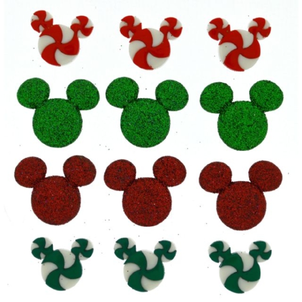 Disney Christmas Mickey Minnie Mouse Dress It Up Craft Buttons HOLIDAY HEADS 