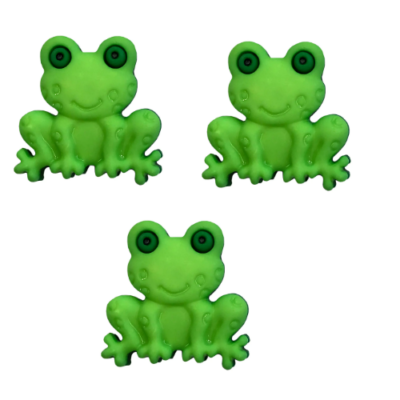 Happy frog craft buttons bulk wholesale set with green frogs flowers and dragonflies
