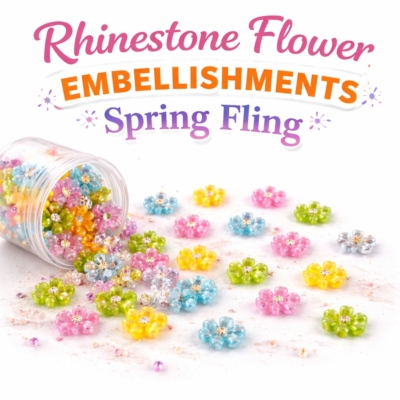 10mm rhinestone center flower embellishments colorful spring fling set for crafts