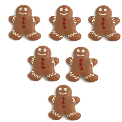 Bulk wholesale gingerbread man buttons with icing and red button details for Christmas crafts