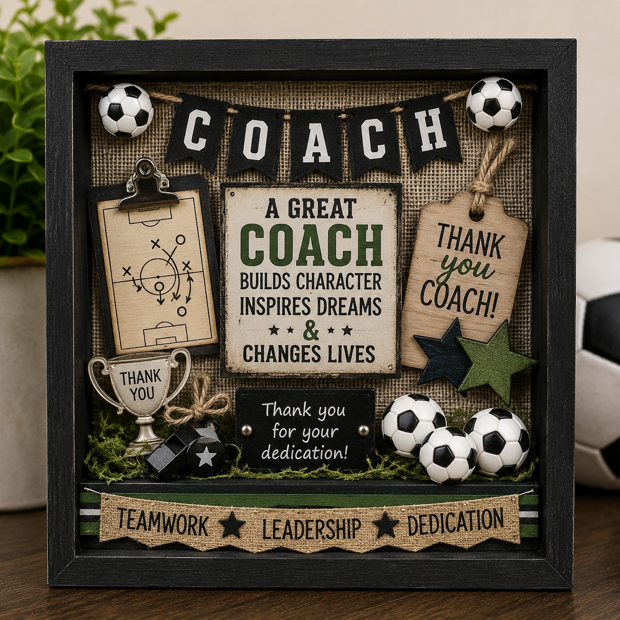 soccer-ball-craft-button-set-coach-appreciation-shadow-box Soccer Ball Craft Button Set – Sports Sewing Buttons – Black & White Soccer Buttons - Image 3