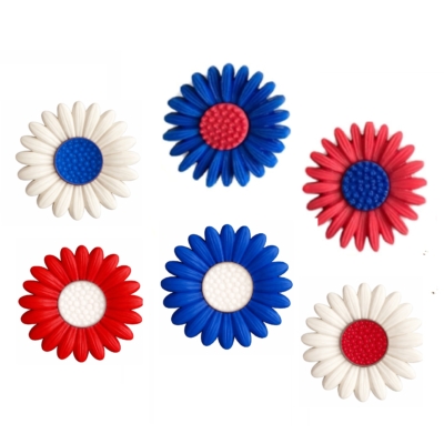 landofthefree Red white and blue patriotic flower craft buttons arranged in a set