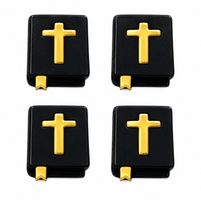 Bible Craft Buttons – Black and Gold Cross Buttons Black Bible craft buttons with gold crosses for Christian crafts