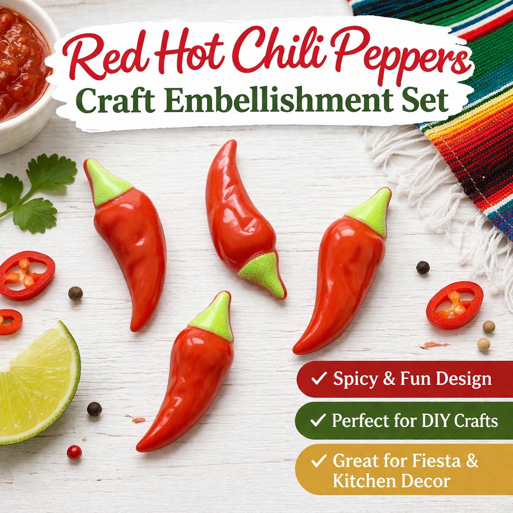 Spicy craft embellishment set red hot chili pepper craft embellishments with fiesta theme decor for diy crafts scrapbooking and party decorations