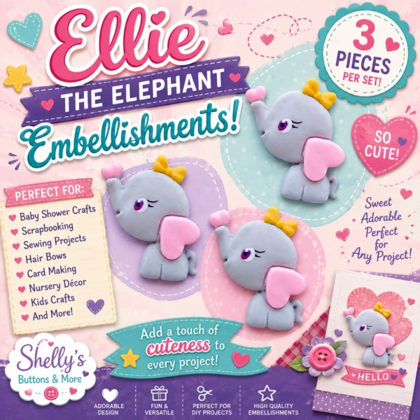 Ellie the Elephant Craft Buttons | Cute Elephant Embellishments