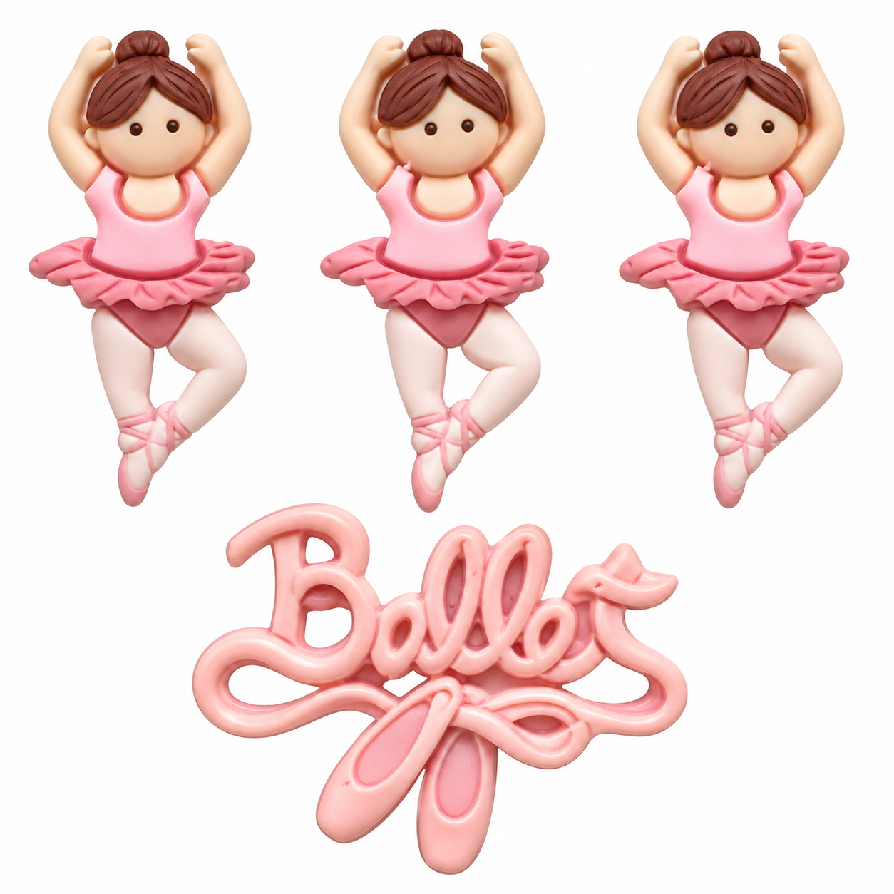 Ballet Dancer Craft Embellishment Set – Pink Ballerinas Three pink tutu ballerina craft embellishments with a coordinating pink Ballet word and ballet shoes