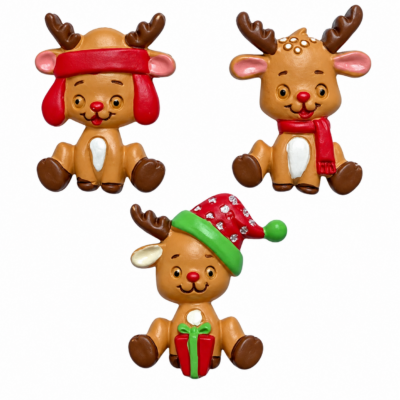 Team Santa Christmas Reindeer Craft Embellishments Team Santa Christmas reindeer flatback craft embellishments with three festive reindeer designs