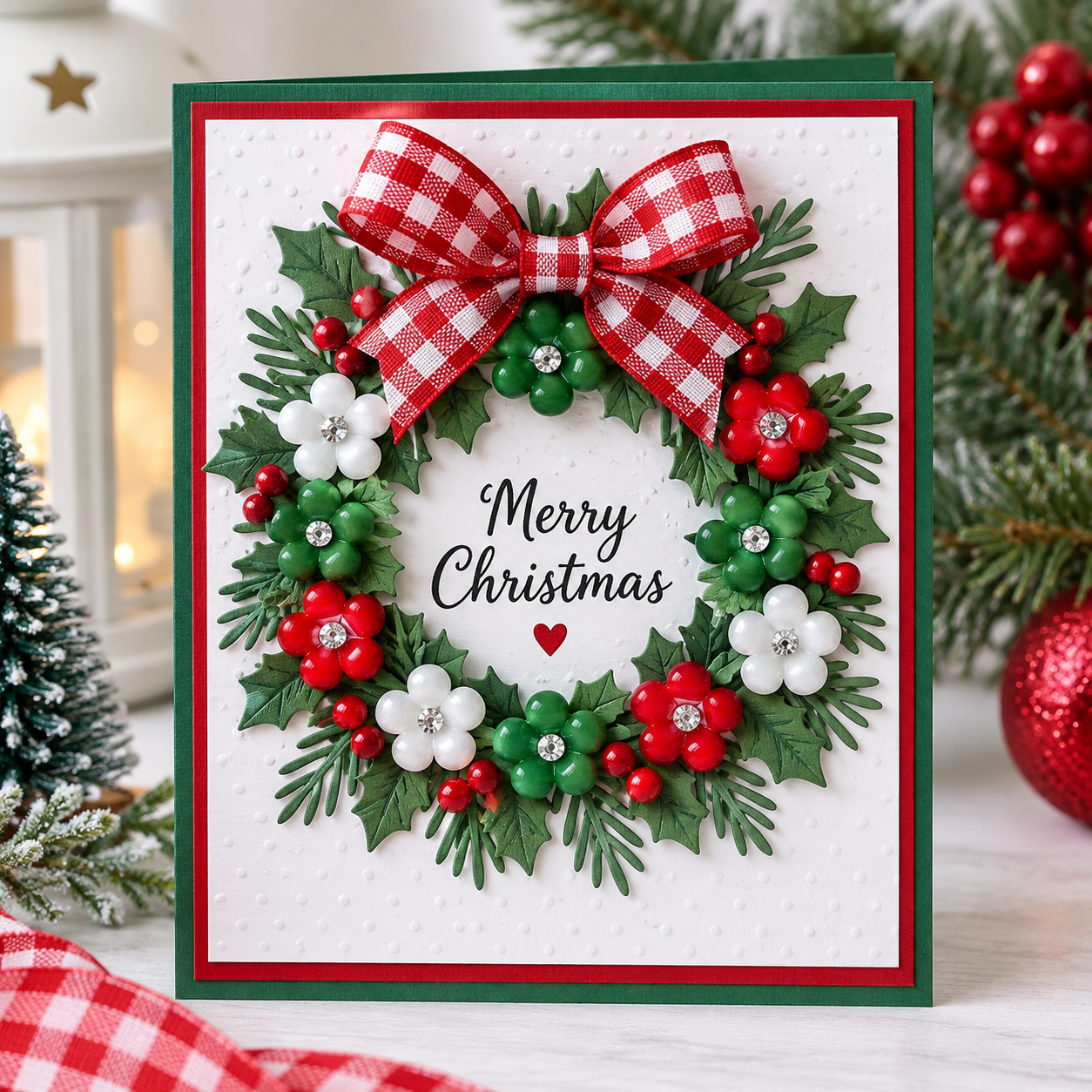 Christmas Rhinestone Flower Embellishments – Wreath Card 13mm Rhinestone Center Petals: Christmas Palette - Image 2