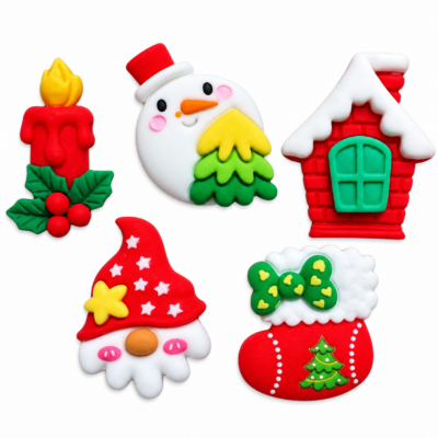 FaLaLaLaLa Christmas craft embellishments with snowman, gnome, stocking, snowy house and candle