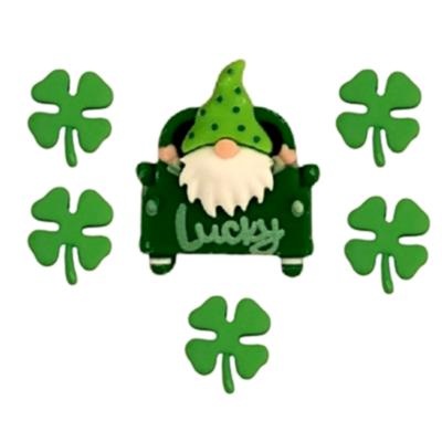 leprechaun embellishment set with shamrock buttons and lucky car flatback for st patricks day crafts