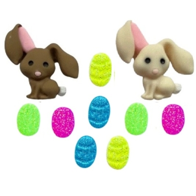 Hoppity Hop Set Hoppity Hop bunny embellishment set with glitter Easter eggs for spring crafts