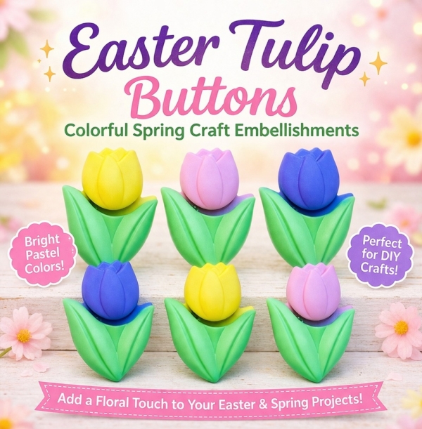 Spring Color Buttons For Crafts Easter Tulip Buttons – Colorful Spring Craft Embellishments | Novelty ...