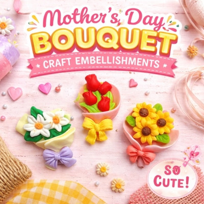 Mother’s Day bouquet craft embellishments with flower designs for DIY crafts scrapbooking and handmade gifts
