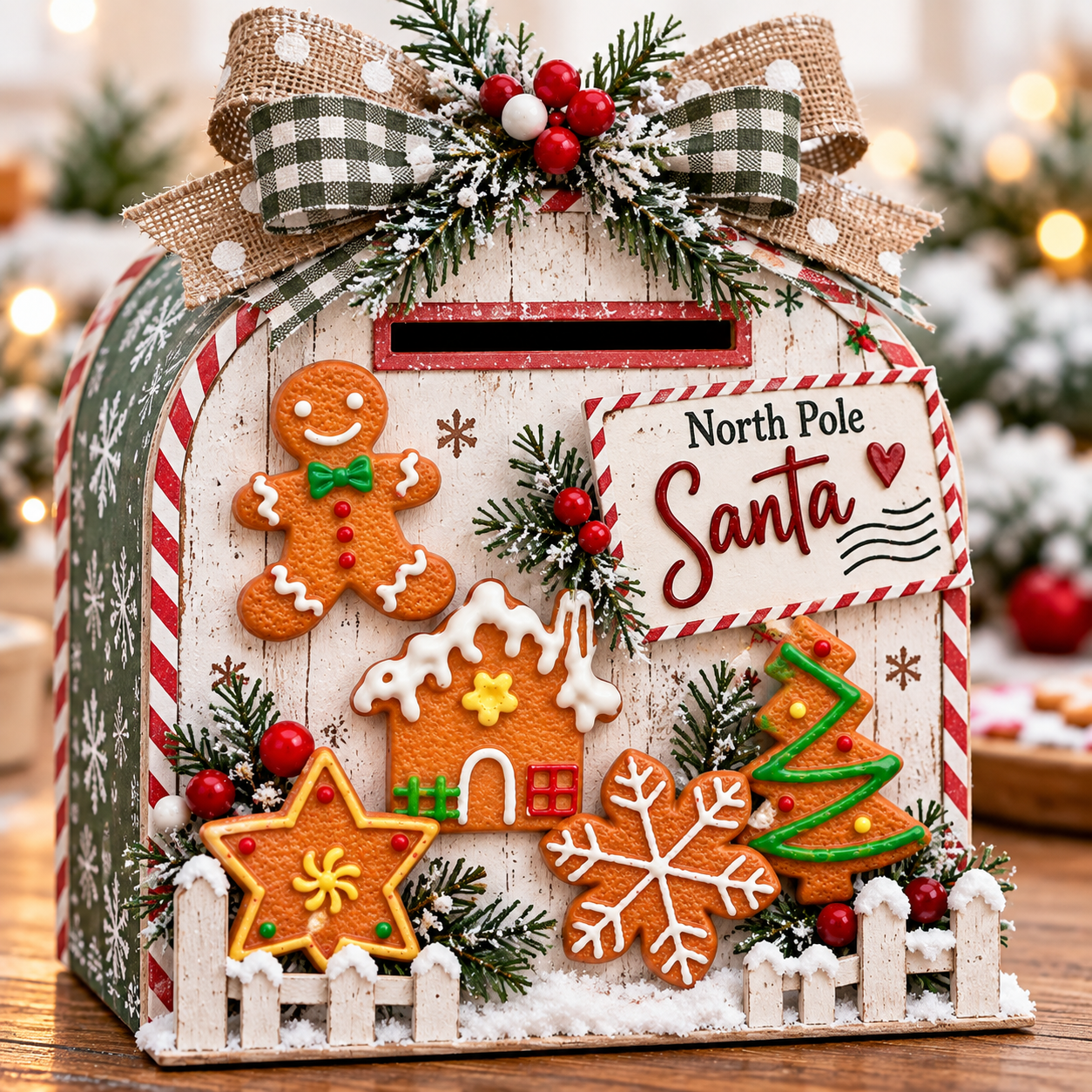 Cookies For Santa Gingerbread Embellishments – North Pole Mailbox Craft Cookies For Santa Craft Embellishment Set - Image 3