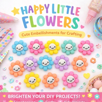 happy-little-flower-embellishments-smiley-colorful colorful smiley flower embellishments for crafts scrapbooking and DIY projects