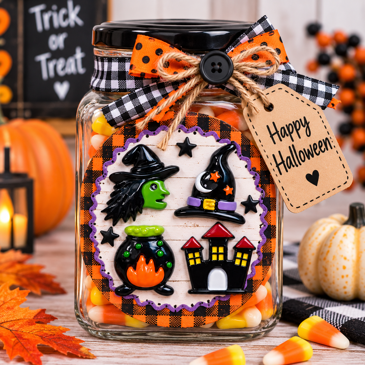 Witch Hunt Craft Embellishments – Halloween Candy Jar Witch Hunt Halloween Craft Embellishment Set - Image 3