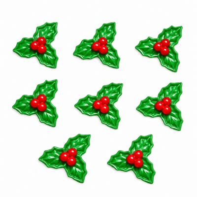 Mini holly craft embellishments for Christmas crafts