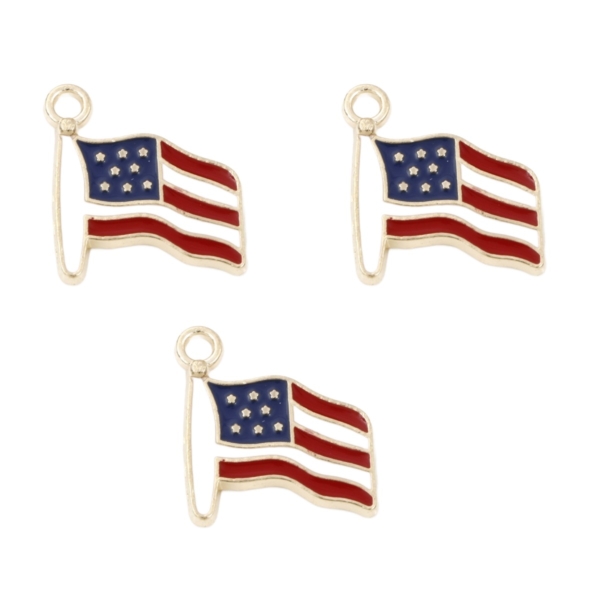 Patriotic American Flag Charms -  3 per pkg