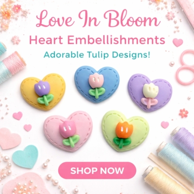 Love In Bloom Heart Embellishments - 5 pieces