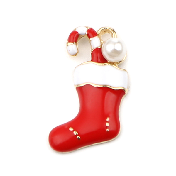 Christmas Stocking With Pearl Charms -  3 per pkg - Image 4