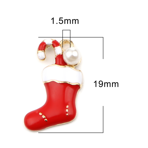 Christmas Stocking With Pearl Charms -  3 per pkg - Image 2