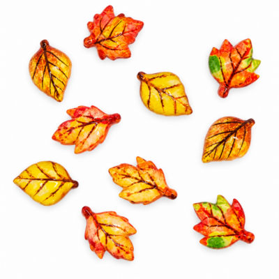 Tiny Leaves Fall Craft Embellishment Set Tiny fall leaf craft embellishments in yellow, orange and red autumn colors