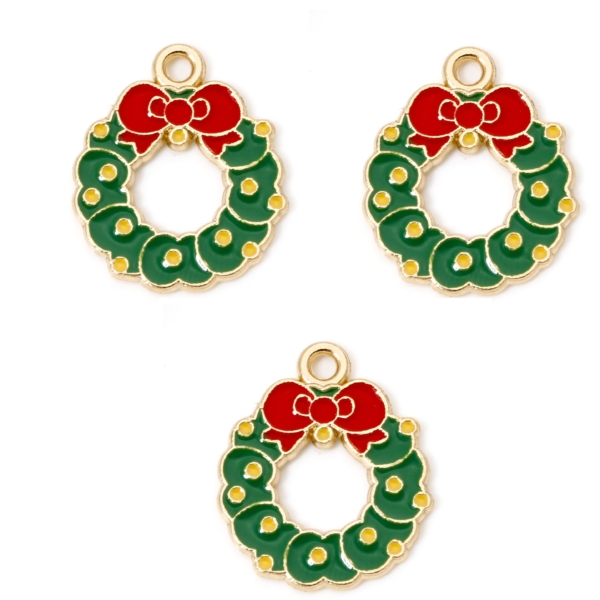 Holiday Wreath Charms -  3 per pkg