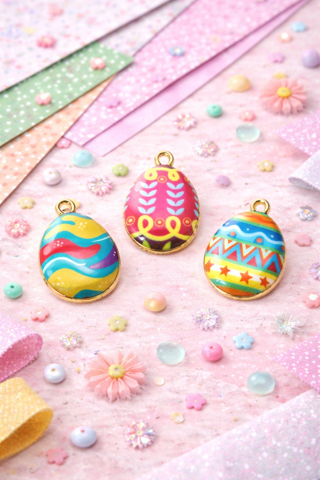 eec fun Enamel Easter Egg Charms – Colorful Spring Jewelry & Craft Charms (3 Pack) - Image 2
