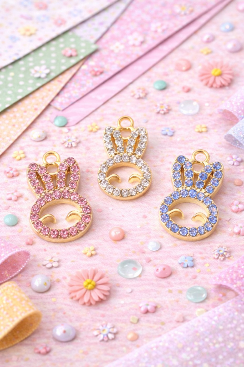 rbfc fun rhinestone bunny easter charms