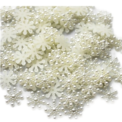 Antique Pearl Snowflake Craft Embellishments with delicate pearl accents for holiday scrapbooking, cardmaking, sewing, and DIY décor