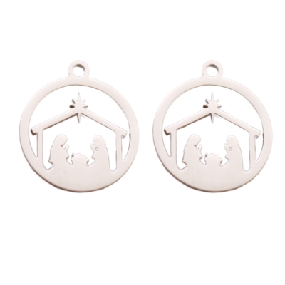 nativity charms brushed silver Nativity Charms with the Holy Family under the star for Christmas jewelry, scrapbooking, cardmaking, and holiday craft projects."