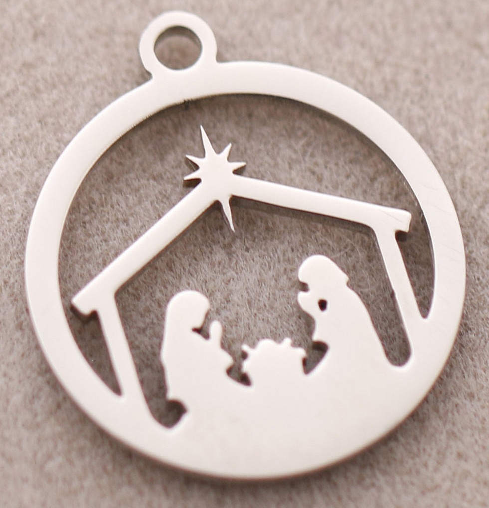 nativity charms silver Nativity Charms with the Holy Family under the star for Christmas jewelry, scrapbooking, cardmaking, and holiday craft projects."