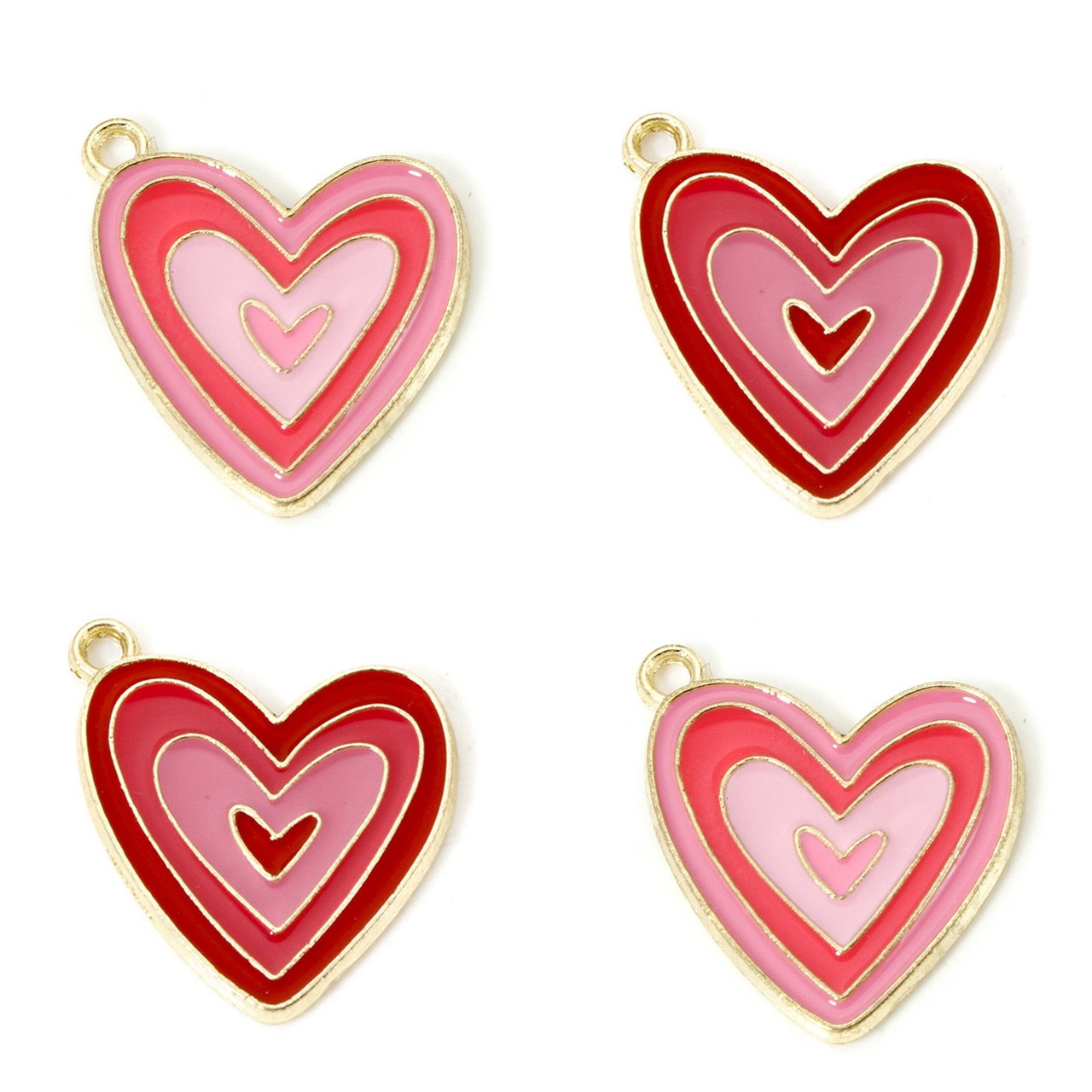 valentine heart charms Valentine Heart Charms – pink and red layered heart charms for jewelry and crafts