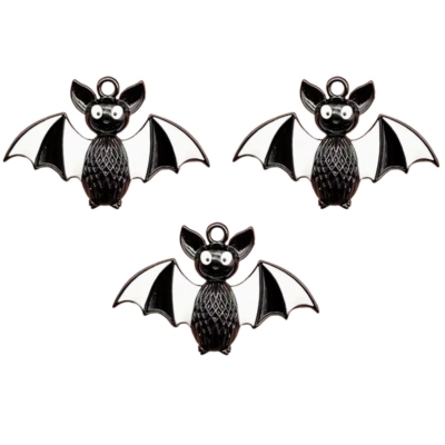 Black n White Halloween Bat Charms – spooky bat embellishments for Halloween crafts, jewelry, and décor