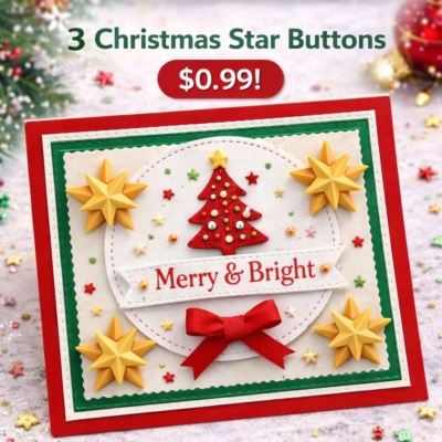 3D Christmas Star Buttons -3 pieces
