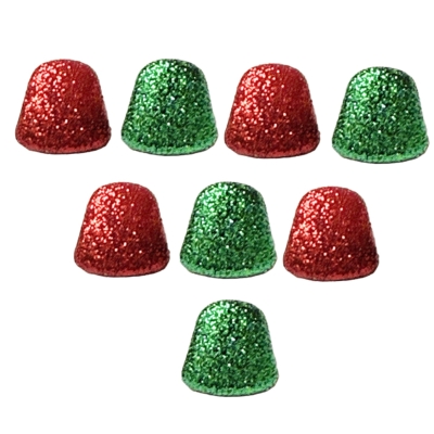 Red and green glitter gumdrop buttons for Christmas and candy-themed craft embellishments