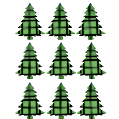 Green Plaid Tree Buttons