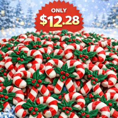 candy cane buttons bulk 56 pieces holly design