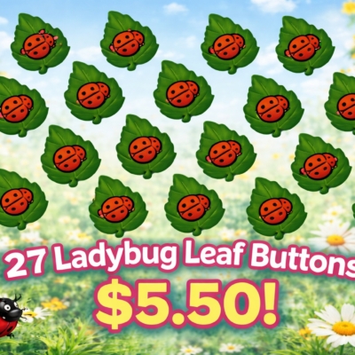 ladybug leaf craft buttons green leaf with red ladybug embellishments