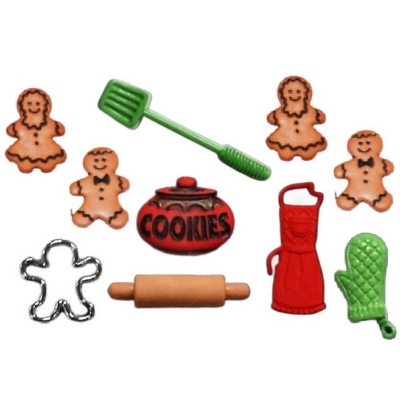 Baking Holiday Memories Craft Button Set – Christmas Gingerbread & Baking Theme Buttons