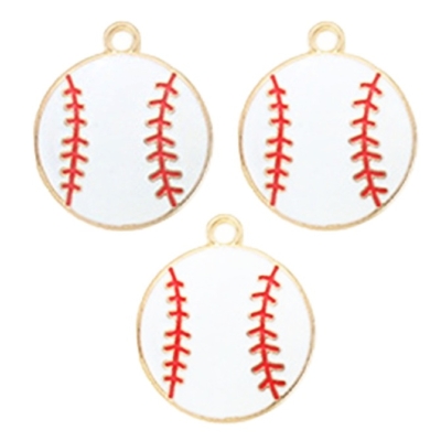 red stitched baseball charms with enamel finish for DIY jewelry making and sports-themed craft projects
