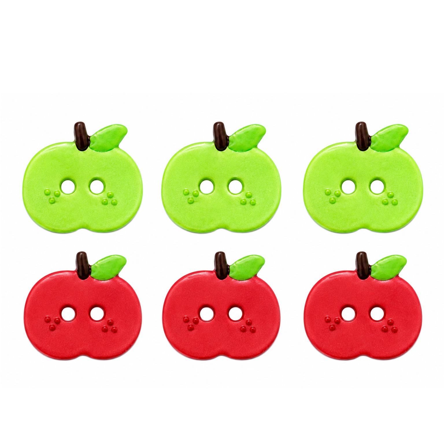 Apple Bites Tiny Red & Green Apple Buttons Tiny red and green 2-hole apple buttons with pearl finish