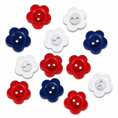 8mm red white and blue micro mini flower buttons for quilting and doll clothes