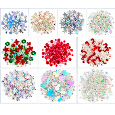 Christmas & Winter Sparkletz – 10-Pack Craft Embellishment Assortment Ten Christmas and winter Sparkletz embellishment mixes featuring snowflakes, snowmen, candy canes, sequins, pearls and iridescent gemstones